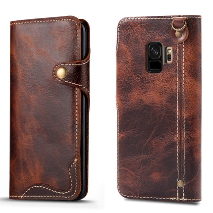 Denior Oil Wax Cowhide Magnetic Button Horizontal Flip Leather Case with Card Slots & Wallet, For iPhone XR, For Galaxy S8 Plus, For iPhone XS Max, For Galaxy S9, For Galaxy S9 Plus, For Galaxy Note 8