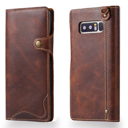 Denior Oil Wax Cowhide Magnetic Button Horizontal Flip Leather Case with Card Slots & Wallet, For iPhone XR, For Galaxy S8 Plus, For iPhone XS Max, For Galaxy S9, For Galaxy S9 Plus, For Galaxy Note 8