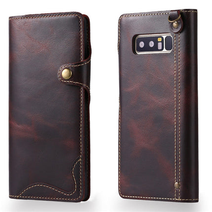 Denior Oil Wax Cowhide Magnetic Button Horizontal Flip Leather Case with Card Slots & Wallet, For iPhone XR, For Galaxy S8 Plus, For iPhone XS Max, For Galaxy S9, For Galaxy S9 Plus, For Galaxy Note 8