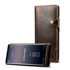 Denior Oil Wax Cowhide Magnetic Button Horizontal Flip Leather Case with Card Slots & Wallet, For Galaxy Note9, For Huawei Mate 20, For Huawei Mate 20 Pro, For Galaxy S10, For Galaxy S10e, For Galaxy S10 Plus