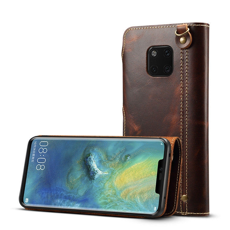 Denior Oil Wax Cowhide Magnetic Button Horizontal Flip Leather Case with Card Slots & Wallet, For iPhone XS Max, For Galaxy S9, For Galaxy S9 Plus, For Galaxy Note 8, For Galaxy Note9, For Huawei Mate 20, For Huawei Mate 20 Pro, For Galaxy S10