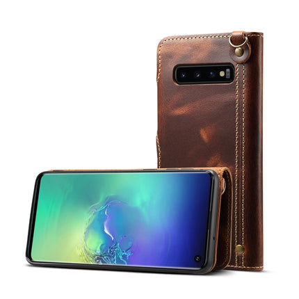 Denior Oil Wax Cowhide Magnetic Button Horizontal Flip Leather Case with Card Slots & Wallet, For Galaxy Note9, For Huawei Mate 20, For Huawei Mate 20 Pro, For Galaxy S10, For Galaxy S10e, For Galaxy S10 Plus