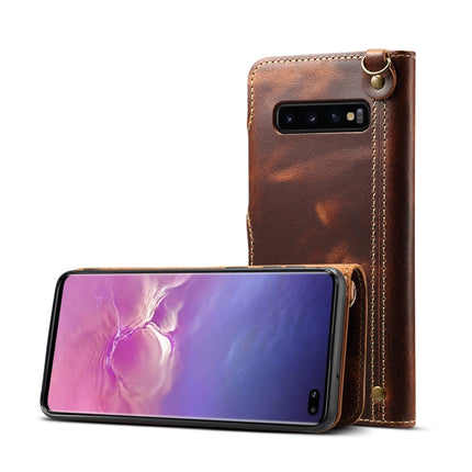 Denior Oil Wax Cowhide Magnetic Button Horizontal Flip Leather Case with Card Slots & Wallet, For Galaxy Note9, For Huawei Mate 20, For Huawei Mate 20 Pro, For Galaxy S10, For Galaxy S10e, For Galaxy S10 Plus
