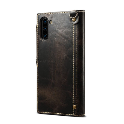 Denior Oil Wax Cowhide Magnetic Button Horizontal Flip Leather Case with Card Slots & Wallet, For Galaxy Note 10, For Galaxy Note 10 Plus, For iPhone 11, For iPhone 11 Pro, For iPhone 11 Pro Max