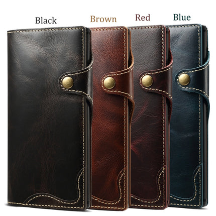 Denior Oil Wax Cowhide Magnetic Button Horizontal Flip Leather Case with Card Slots & Wallet, For Galaxy Note 10, For Galaxy Note 10 Plus, For iPhone 11, For iPhone 11 Pro, For iPhone 11 Pro Max