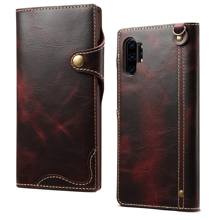 Denior Oil Wax Cowhide Magnetic Button Horizontal Flip Leather Case with Card Slots & Wallet, For Galaxy S10e, For Galaxy S10 Plus, For Galaxy Note 10, For Galaxy Note 10 Plus, For iPhone 11, For iPhone 11 Pro, For iPhone 11 Pro Max