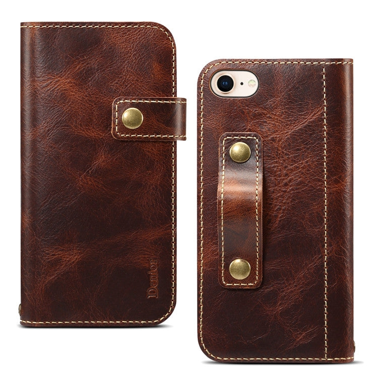 Denior Oil Wax Cowhide DK Magnetic Button Horizontal Flip Leather Case with Holder & Card Slots & Wallet, For iPhone 7 / 8, For iPhone 7 Plus / 8 Plus, For iPhone X / XS, For iPhone XR, For iPhone XS Max, For Galaxy S10, For iPhone 11, For Galaxy S10 Plus