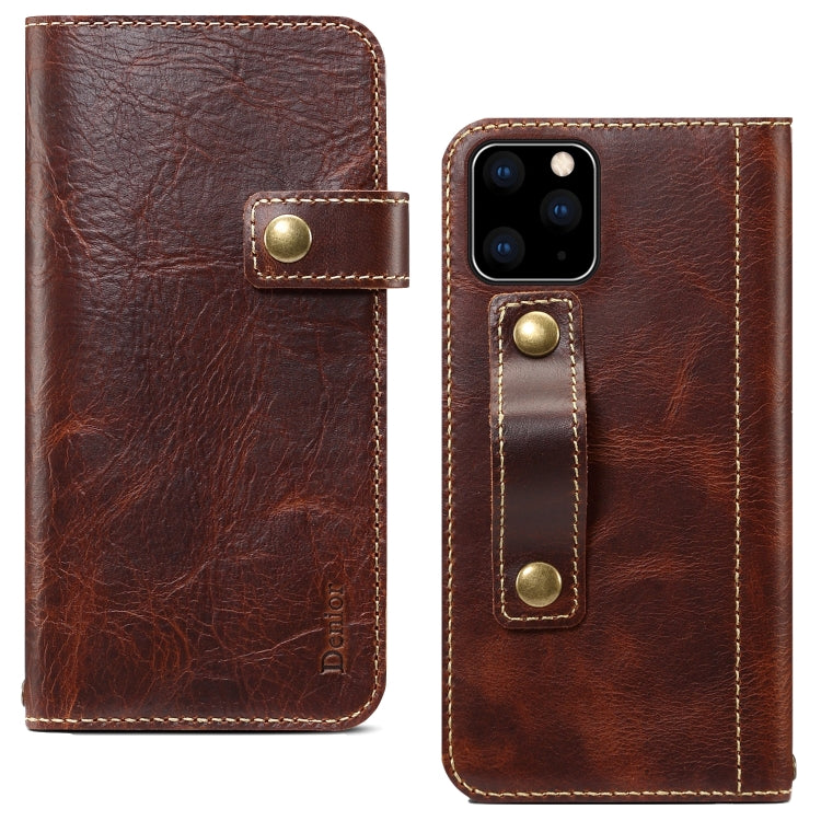 Denior Oil Wax Cowhide DK Magnetic Button Horizontal Flip Leather Case with Holder & Card Slots & Wallet, For iPhone 7 / 8, For iPhone 7 Plus / 8 Plus, For iPhone X / XS, For iPhone XR, For iPhone XS Max, For Galaxy S10, For iPhone 11, For Galaxy S10 Plus