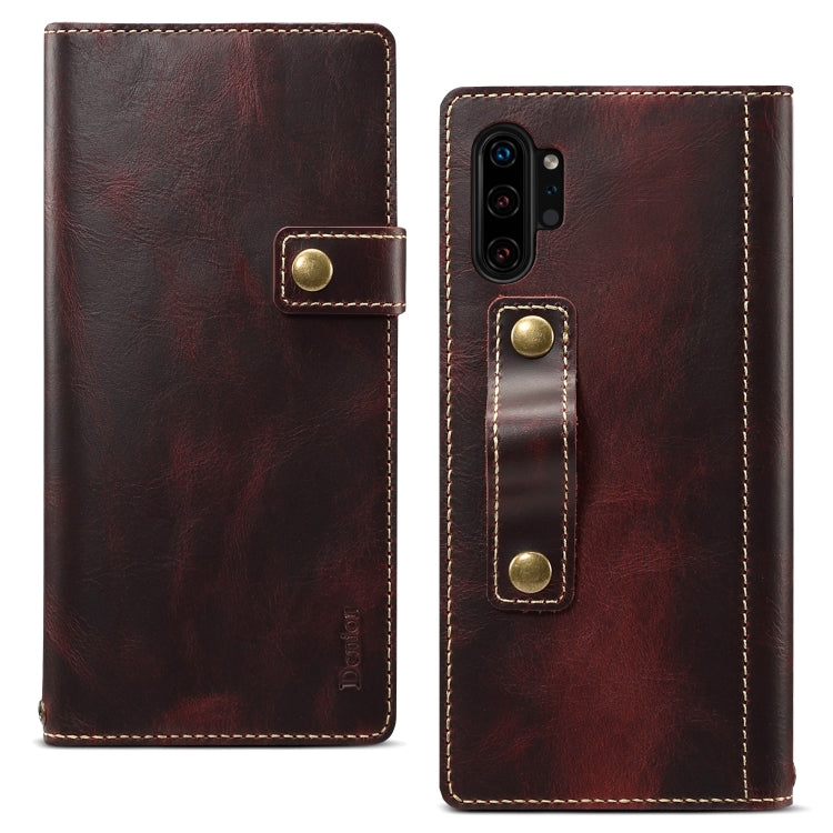 Denior Oil Wax Cowhide DK Magnetic Button Horizontal Flip Leather Case with Holder & Card Slots & Wallet, For iPhone 11 Pro, For Galaxy Note 10, For iPhone 11 Pro Max, For Galaxy Note 10 Plus