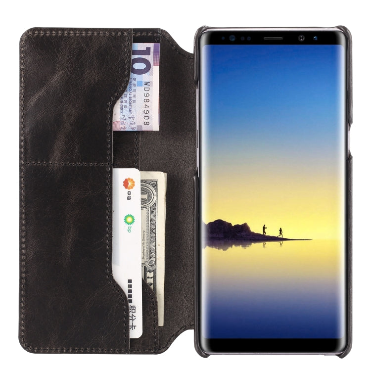 Denior Oil Wax Cowhide Simple Horizontal Flip Leather Case with Card Slots & Wallet, For Galaxy Note 8, For iPhone 6s / 7 / 8, For iPhone 6 Plus / 7 Plus / 8 Plus, For Galaxy S8, For Galaxy S8 Plus, For Galaxy S9, For Galaxy S9 Plus, For Galaxy Note9