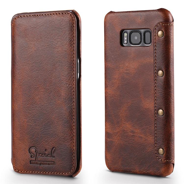 Denior Oil Wax Cowhide Simple Horizontal Flip Leather Case with Card Slots & Wallet, For Galaxy Note 8, For iPhone 6s / 7 / 8, For iPhone 6 Plus / 7 Plus / 8 Plus, For Galaxy S8, For Galaxy S8 Plus, For Galaxy S9, For Galaxy S9 Plus, For Galaxy Note9