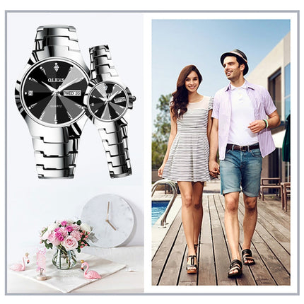 OLEVS 8697 Couple Fashion Waterproof Luminous Quartz Watch, OLEVS 8697 (Black)