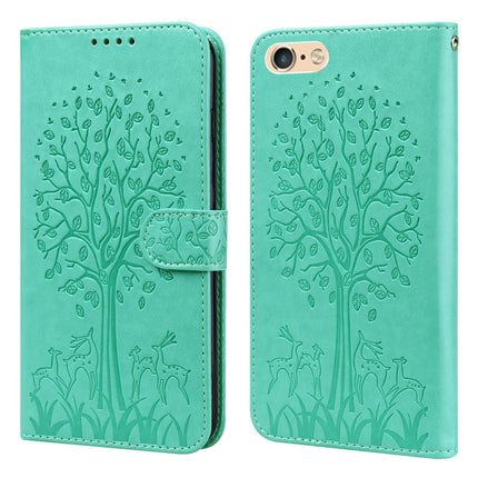 Tree & Deer Pattern Pressed Printing Horizontal Flip Leather Phone Case, For iPhone XS Max, For iPhone 7 / 8 / SE 2020 / SE 2022, For iPhone 11, For iPhone 11 Pro