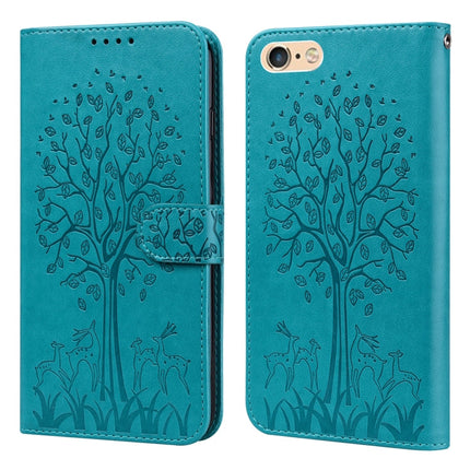 Tree & Deer Pattern Pressed Printing Horizontal Flip Leather Phone Case, For iPhone XS Max, For iPhone 7 / 8 / SE 2020 / SE 2022, For iPhone 11, For iPhone 11 Pro