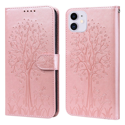 Tree & Deer Pattern Pressed Printing Horizontal Flip Leather Phone Case, For iPhone XS Max, For iPhone 7 / 8 / SE 2020 / SE 2022, For iPhone 11, For iPhone 11 Pro