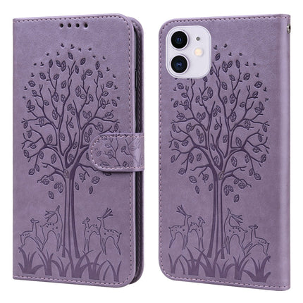Tree & Deer Pattern Pressed Printing Horizontal Flip Leather Phone Case, For iPhone 11 Pro Max, For iPhone 12 / 12 Pro, For iPhone 12 Pro Max / 13 Pro Max, For iPhone 12 mini / 13 mini