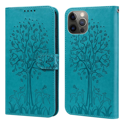 Tree & Deer Pattern Pressed Printing Horizontal Flip Leather Phone Case, For iPhone 13 Pro, For iPhone 13, For iPhone X / XS, For iPhone XR