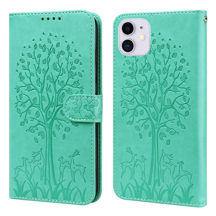 Tree & Deer Pattern Pressed Printing Horizontal Flip Leather Phone Case, For iPhone 13 Pro, For iPhone 13, For iPhone X / XS, For iPhone XR