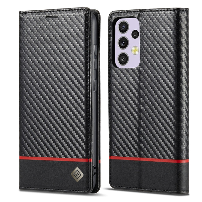 LC.IMEEKE Carbon Fiber PU + TPU Leather Phone Case, For Samsung Galaxy A33 5G