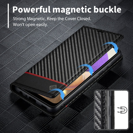 LC.IMEEKE Carbon Fiber PU + TPU Leather Phone Case, For Samsung Galaxy A33 5G