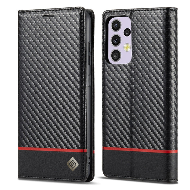 LC.IMEEKE Carbon Fiber PU + TPU Leather Phone Case, For Samsung Galaxy A33 5G
