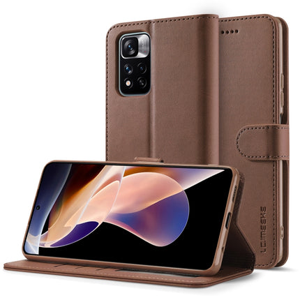 LC.IMEEKE Calf Texture Leather Phone Case, For Xiaomi Redmi Note 11 Pro+ 5G International Version
