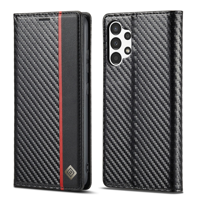LC.IMEEKE Carbon Fiber Horizontal Flip Leather Phone Case, For Samsung Galaxy A13 4G