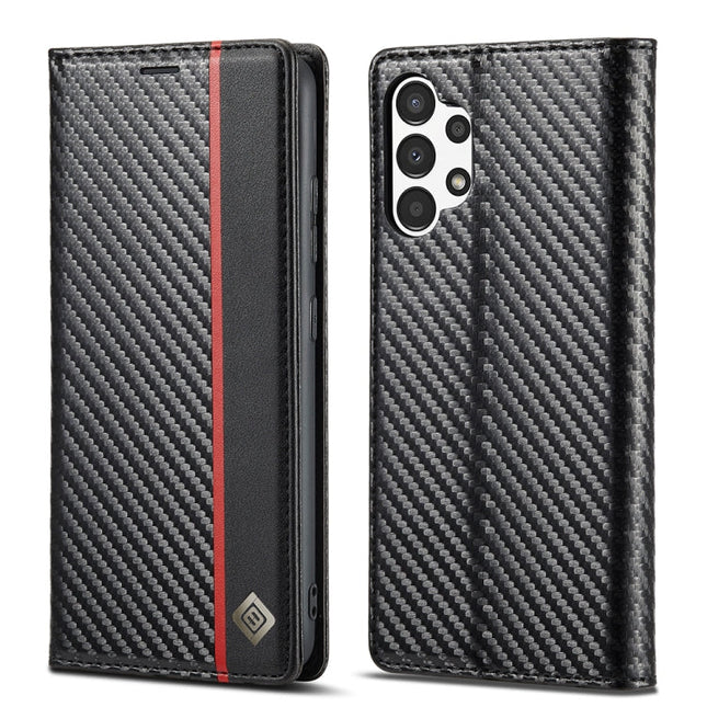 LC.IMEEKE Carbon Fiber Horizontal Flip Leather Phone Case, For Samsung Galaxy A13 4G