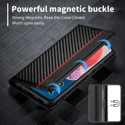 LC.IMEEKE Carbon Fiber Horizontal Flip Leather Phone Case, For Samsung Galaxy A13 4G