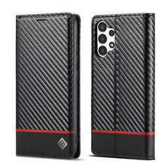 LC.IMEEKE Carbon Fiber Horizontal Flip Leather Phone Case, For Samsung Galaxy A13 4G