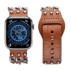 Genuine Leather Male Style Watchband For Apple Watch Series, 7 41mm / 6&SE&5&4 40mm / 3&2&1 38mm, 7 45mm / 6&SE&5&4 44mm / 3&2&1 42mm