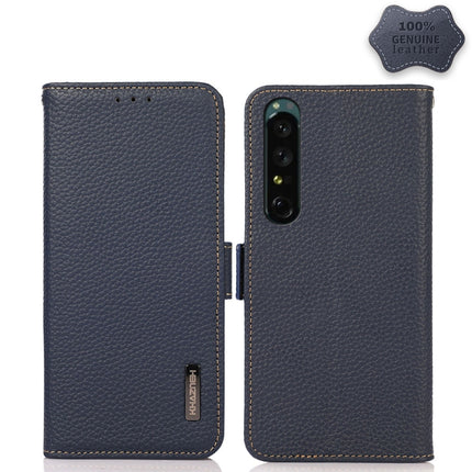 KHAZNEH Side-Magnetic Litchi Genuine Leather RFID Phone Case, For Sony Xperia 1 IV