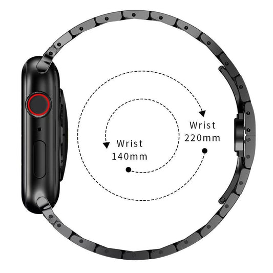 Butterfly Buckle Metal Watchband For Apple Watch Series, 7 41mm / 6&SE&5&4 40mm / 3&2&1 38mm, 7 45mm / 6&SE&5&4 44mm / 3&2&1 42mm