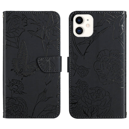 Skin Feel Butterfly Peony Embossed Leather Phone Case, For iPhone 11 Pro Max, For iPhone 12, For iPhone 12 mini, For iPhone 12 Pro