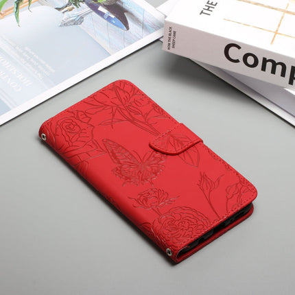 Skin Feel Butterfly Peony Embossed Leather Phone Case, For iPhone 12 Pro Max, For iPhone 13, For iPhone 13 mini, For iPhone 13 Pro
