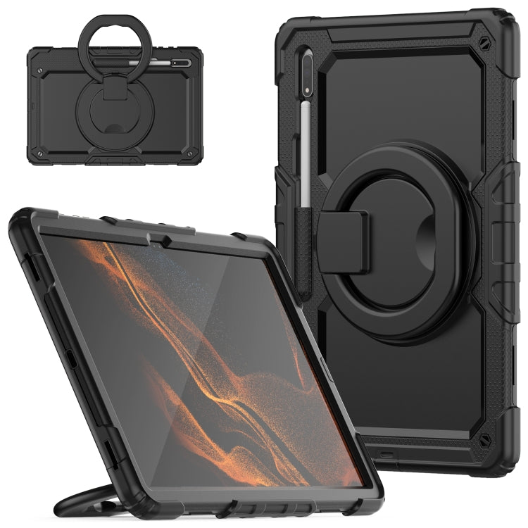 Shoulder Strap Silicone + PC Tablet Case, For Samsung Galaxy Tab S8 Ultra