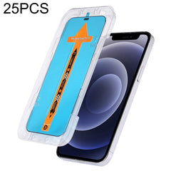 For iPhone 16e / 13 / 13 Pro 25pcs Fast Attach Dust-proof Anti-static Tempered Glass Film, For iPhone 13 mini (25PCS), For iPhone 16e / 13 / 13 Pro (25PCS), For iPhone 13 Pro Max (25PCS), For iPhone 12 mini(25PCS), For iPhone 12 / 12 Pro(25PCS)��������...