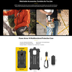 Ulefone Back Clip Phone Case with Carabiner, For Ulefone Power Armor 14 Pro, For Ulefone Armor X10 Pro
