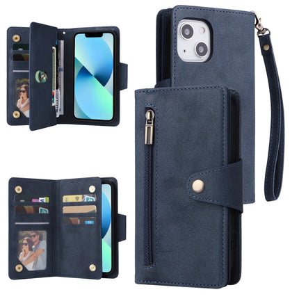 Rivet Buckle 9 Cards Three Fold Leather Phone Case, For iPhone 12, For iPhone 12 mini, For iPhone 12 Pro Max, For iPhone 13 mini