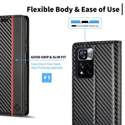LC.IMEEKE Carbon Fiber Texture Flip Leather Phone Case, For Xiaomi 11T / 11T Pro, For Xiaomi Mi 11 Lite, For Xiaomi Poco X4 Pro 5G, For Xiaomi Poco X3 NFC / Poco X3 Pro, For Xiaomi Redmi Note 11 Pro China, For Xiaomi Redmi Note 11 4G / Note 11S