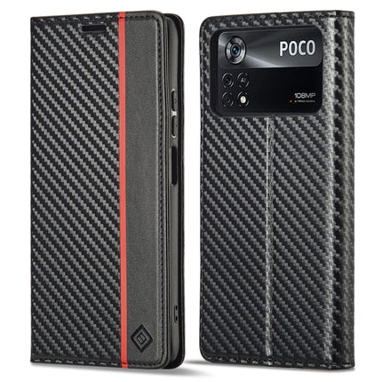 LC.IMEEKE Carbon Fiber Texture Flip Leather Phone Case, For Xiaomi 11T / 11T Pro, For Xiaomi Mi 11 Lite, For Xiaomi Poco X4 Pro 5G, For Xiaomi Poco X3 NFC / Poco X3 Pro, For Xiaomi Redmi Note 11 Pro China, For Xiaomi Redmi Note 11 4G / Note 11S