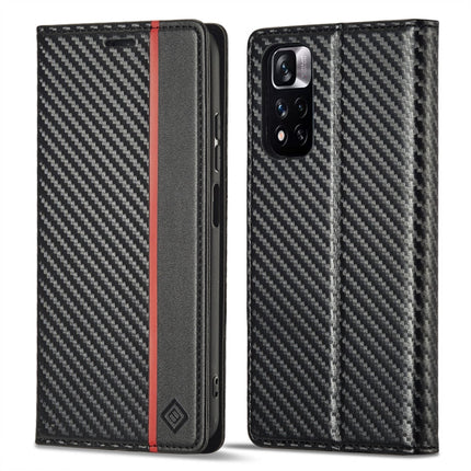 LC.IMEEKE Carbon Fiber Texture Flip Leather Phone Case, For Xiaomi 11T / 11T Pro, For Xiaomi Mi 11 Lite, For Xiaomi Poco X4 Pro 5G, For Xiaomi Poco X3 NFC / Poco X3 Pro, For Xiaomi Redmi Note 11 Pro China, For Xiaomi Redmi Note 11 4G / Note 11S