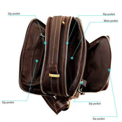 6050 Crazy Horse Texture Cowhide Crossbody Bag for Men