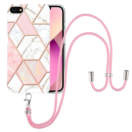 Electroplating Splicing Marble TPU Phone Case with Lanyard, For iPhone SE 2022 / SE 2020 / 8 / 7