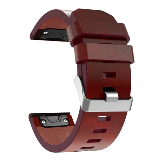 (Without Sewing Thread) Quick Release Leather Strap, For Garmin Fenix 5X