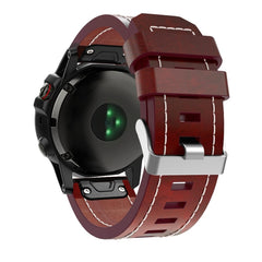 (With sewing thread) Quick-release Leather Strap, For Garmin Fenix 5X