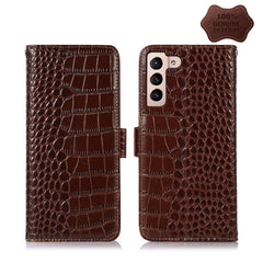 Crocodile Top Layer Cowhide Leather Phone Case, For Samsung Galaxy S21 FE 5G, For Samsung Galaxy S22+ 5G, For Samsung Galaxy S22 Ultra 5G, For Samsung Galaxy S22 5G