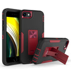 For iPhone SE 2022 / SE 2020 / 8 / 7 / Black + Wine Red