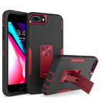 For iPhone 8 Plus / 7 Plus / Black + Wine Red