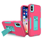 For iPhone XS / X / Rose Red + Blue-green